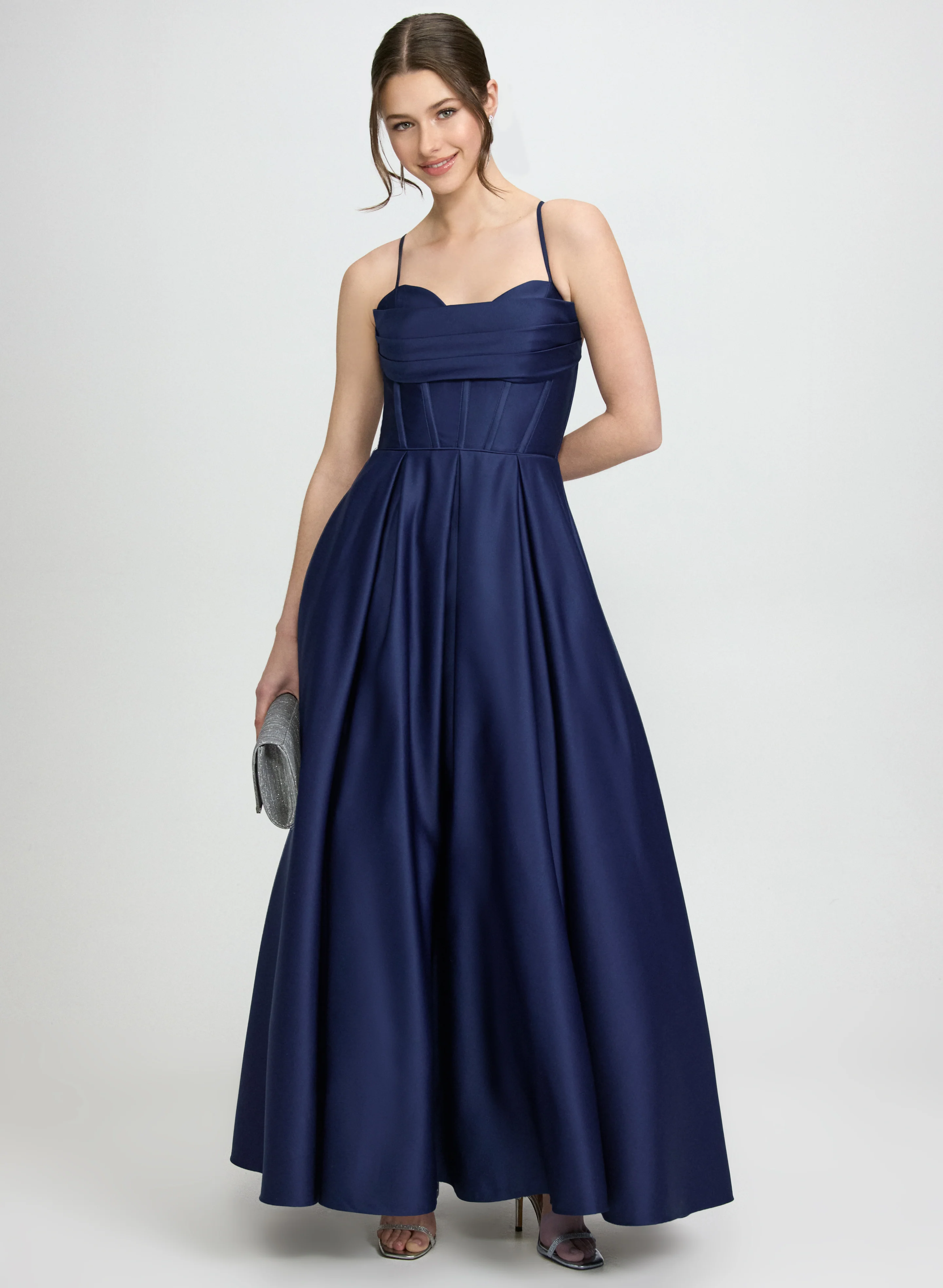 Draped Sweetheart Neck Dress