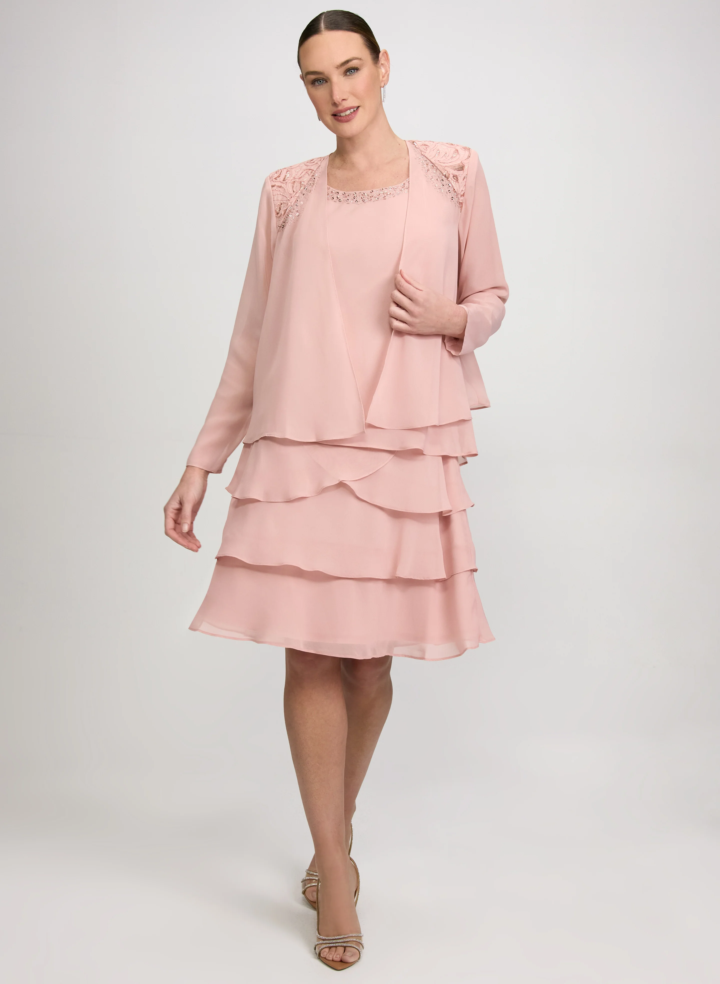 Embellished Jacket & Tiered Dress Set