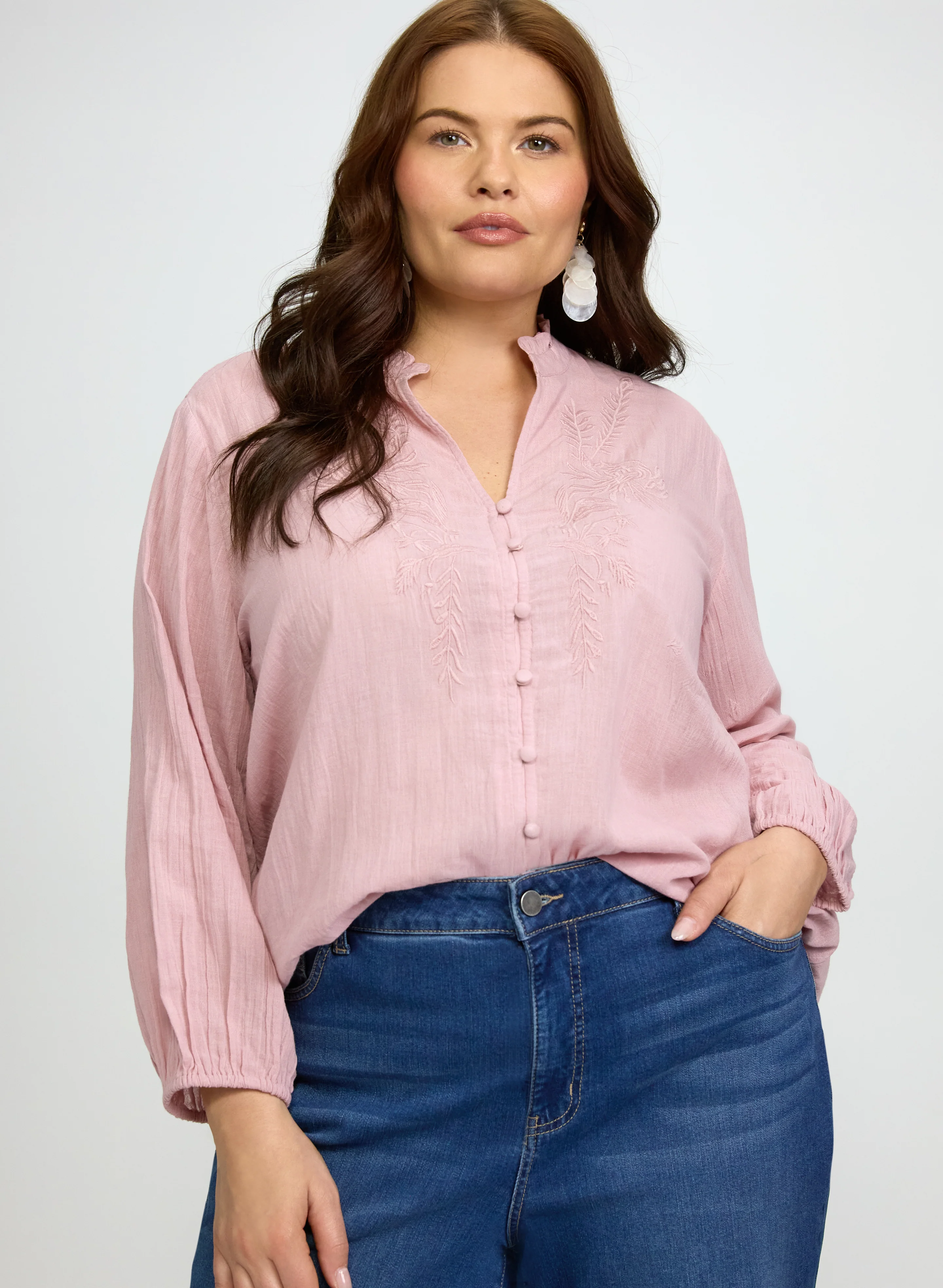 Floral Embroidered Cotton Blouse