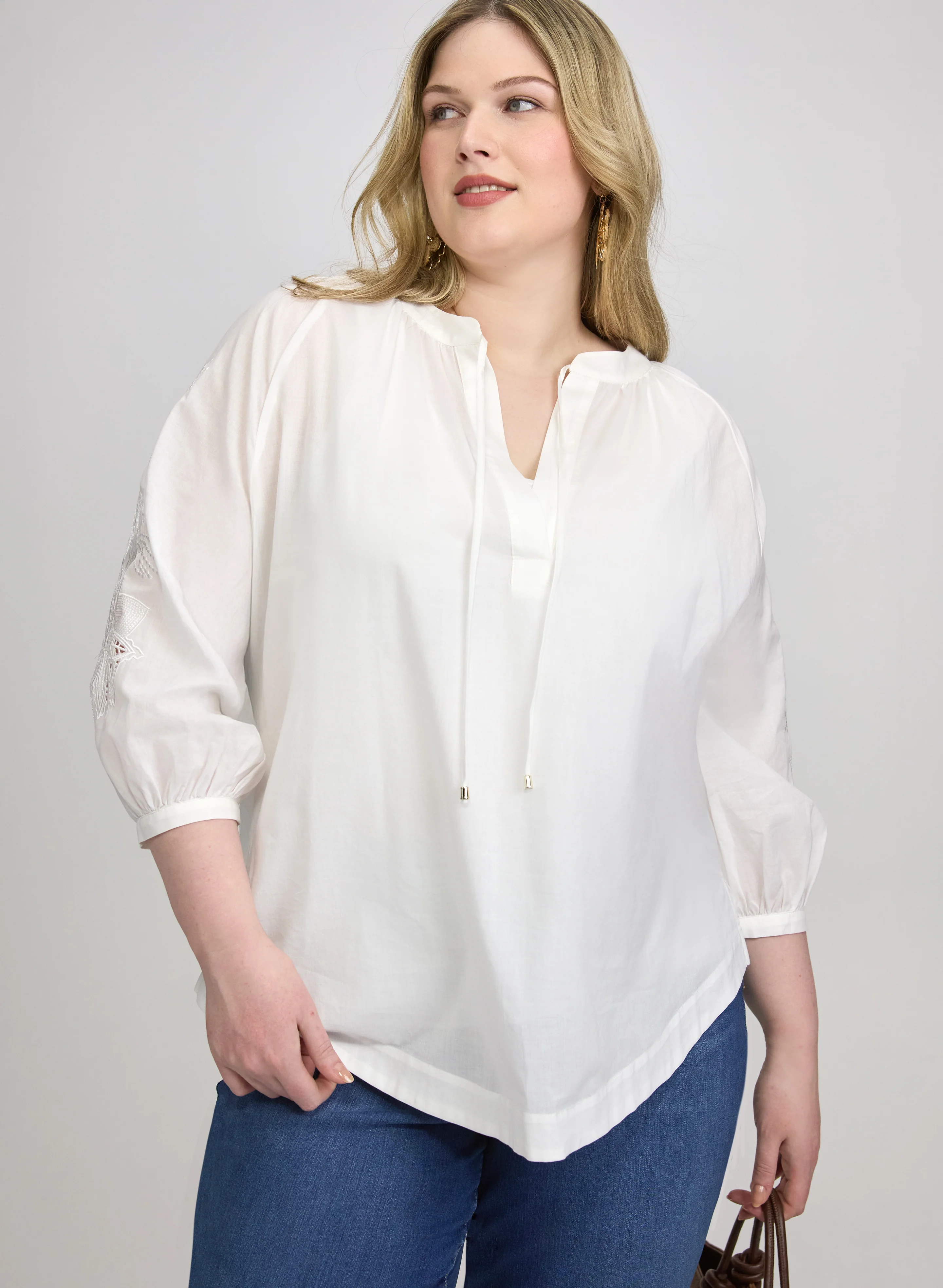 Embroidered Sleeve Blouse