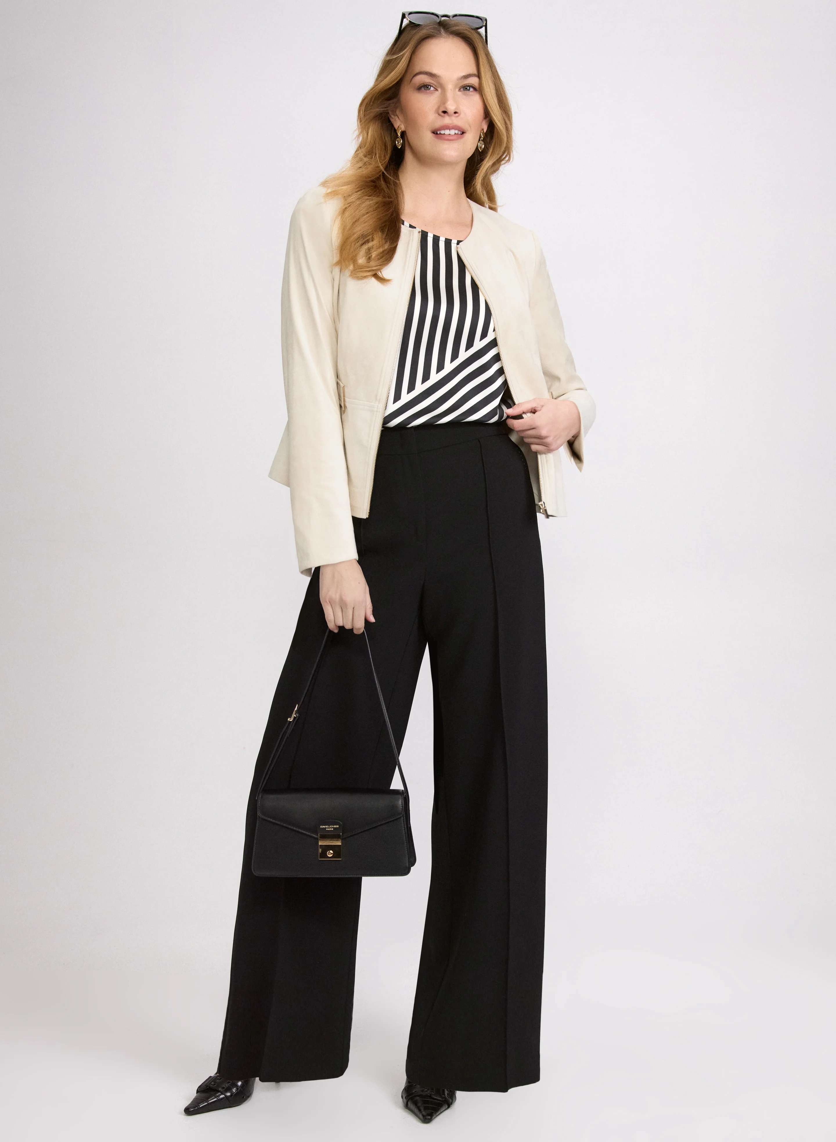 Faux-Suede Jacket & Olivia Wide-Leg Pants
