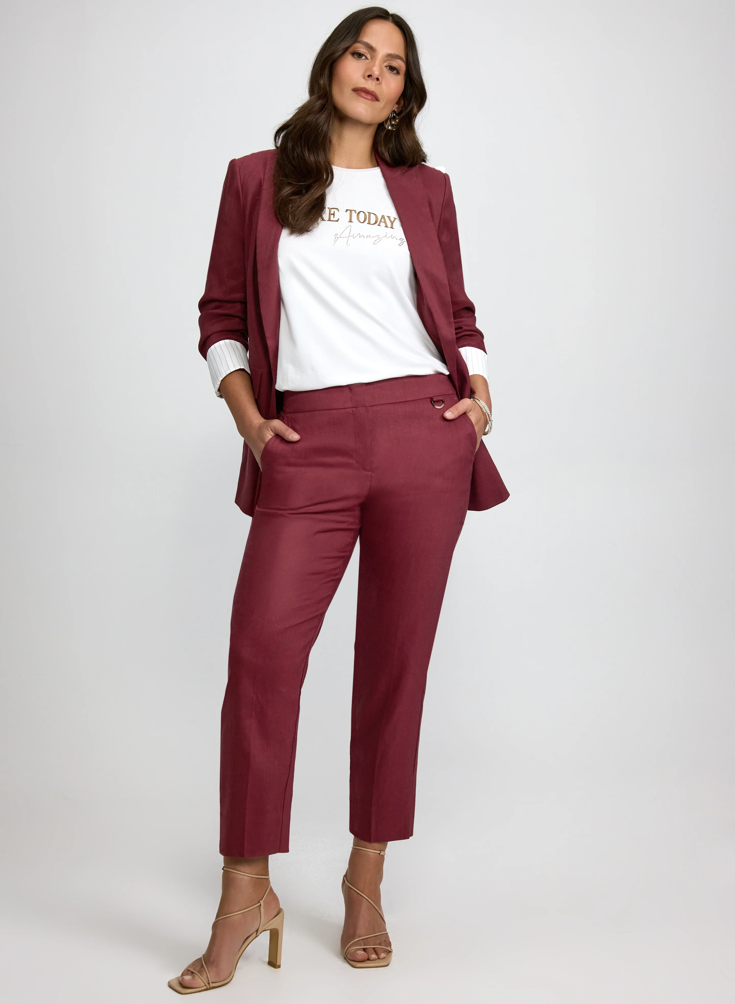 Linen-Blend Blazer & Emma Stretch-Linen Pants