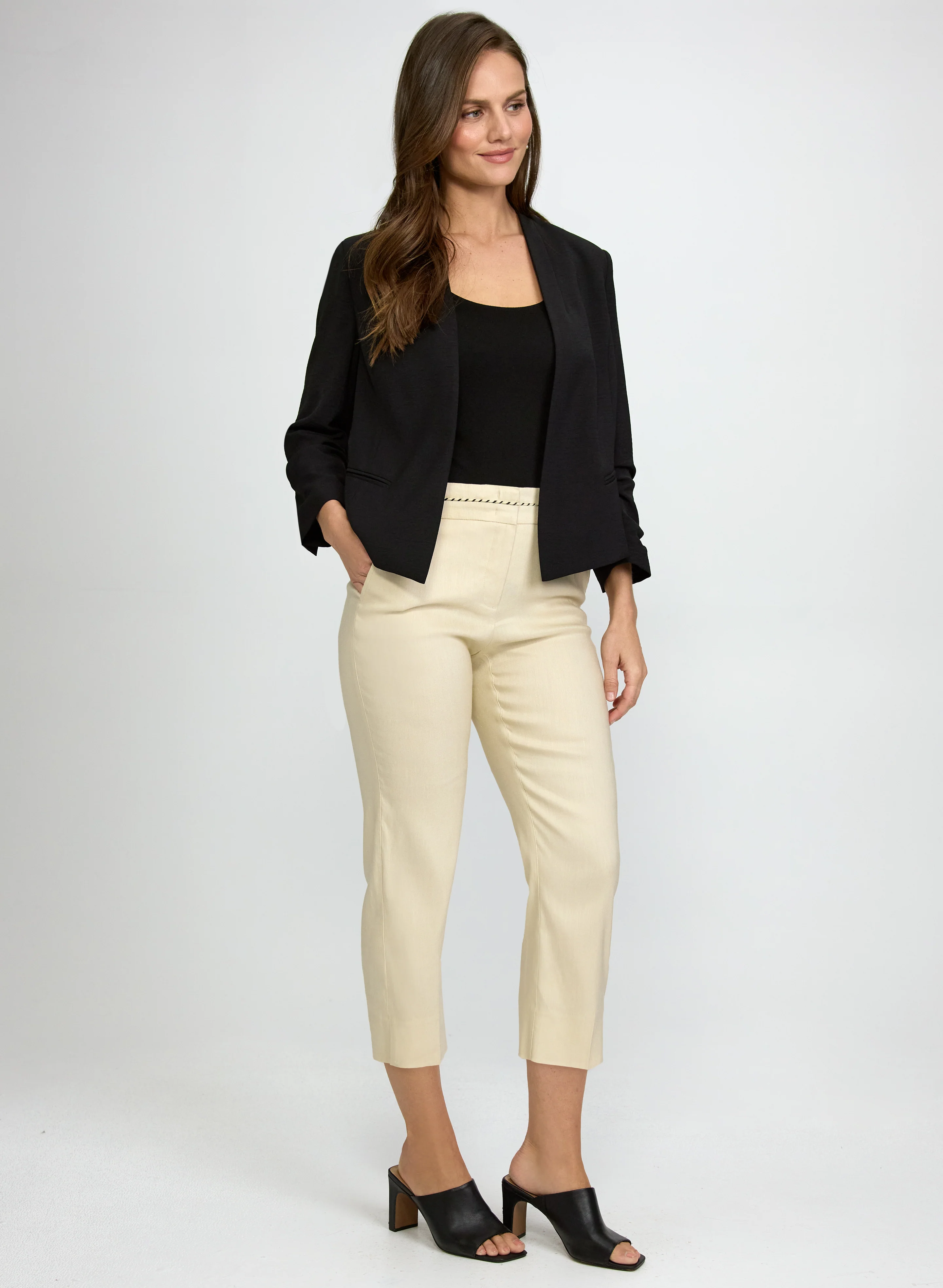 Open Front Jacket & Slim-Leg Capris
