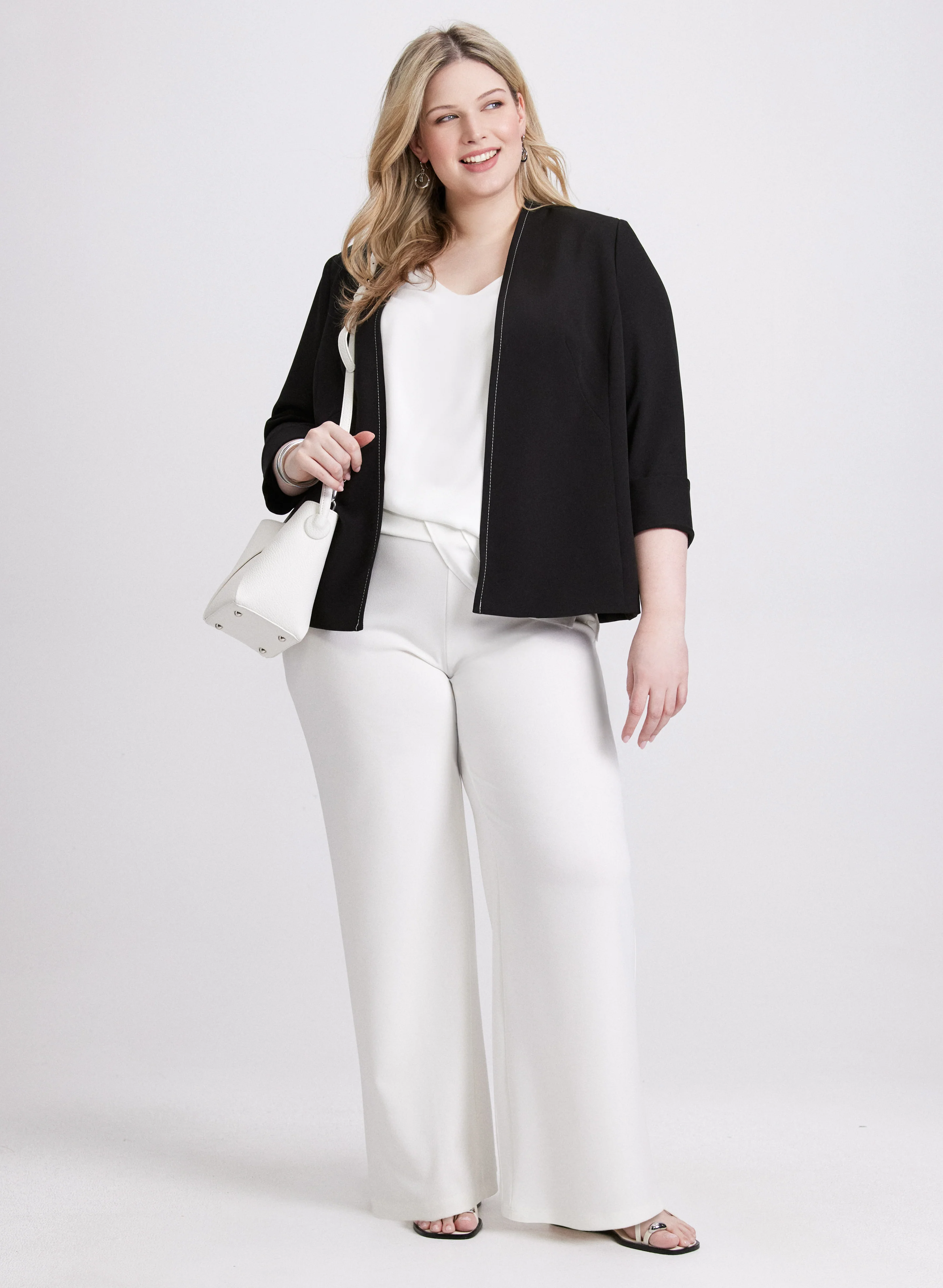 Open Twill Jacket & Olivia Wide-Leg Pants