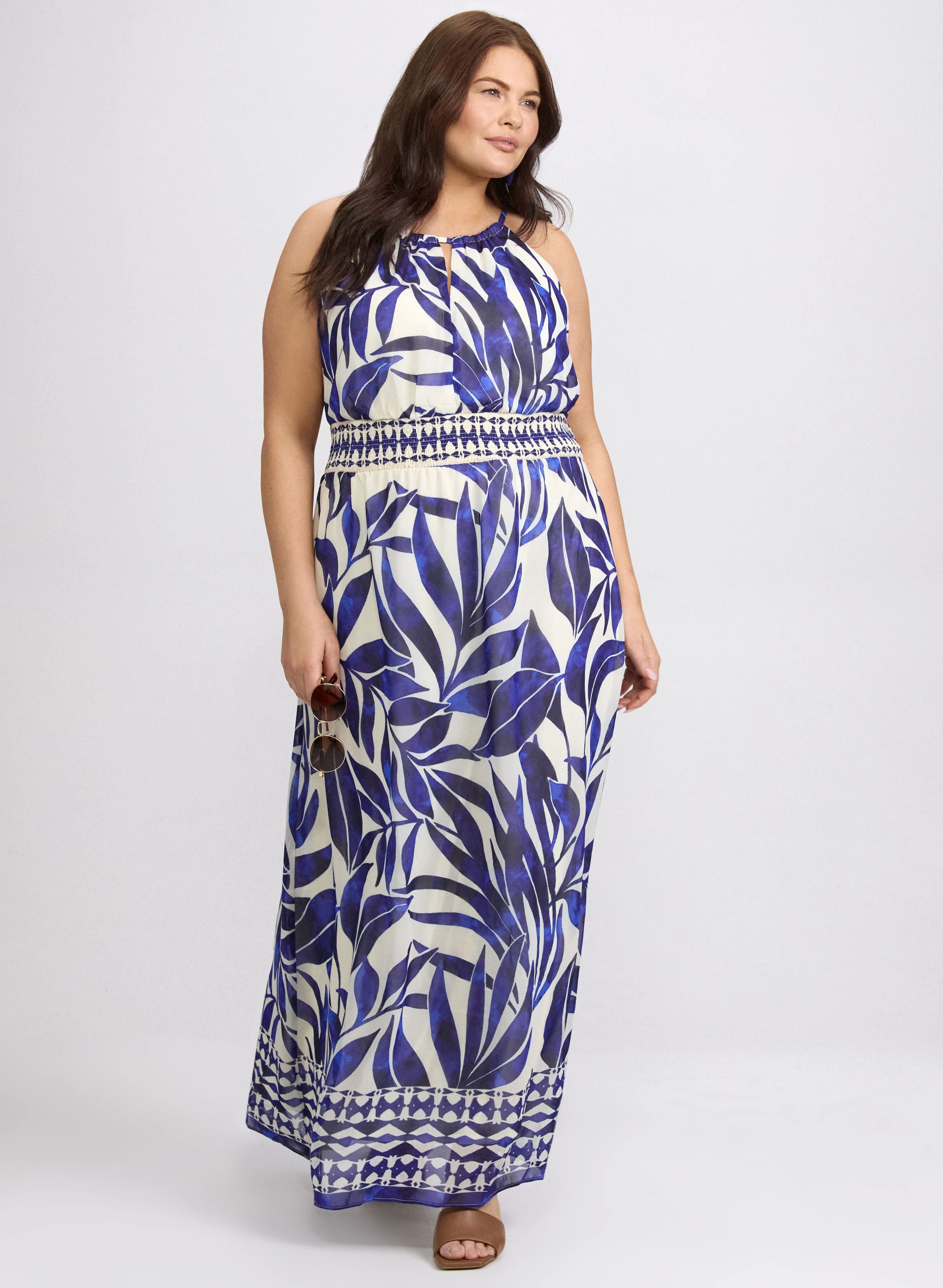 Printed Halter Neck Maxi Dress
