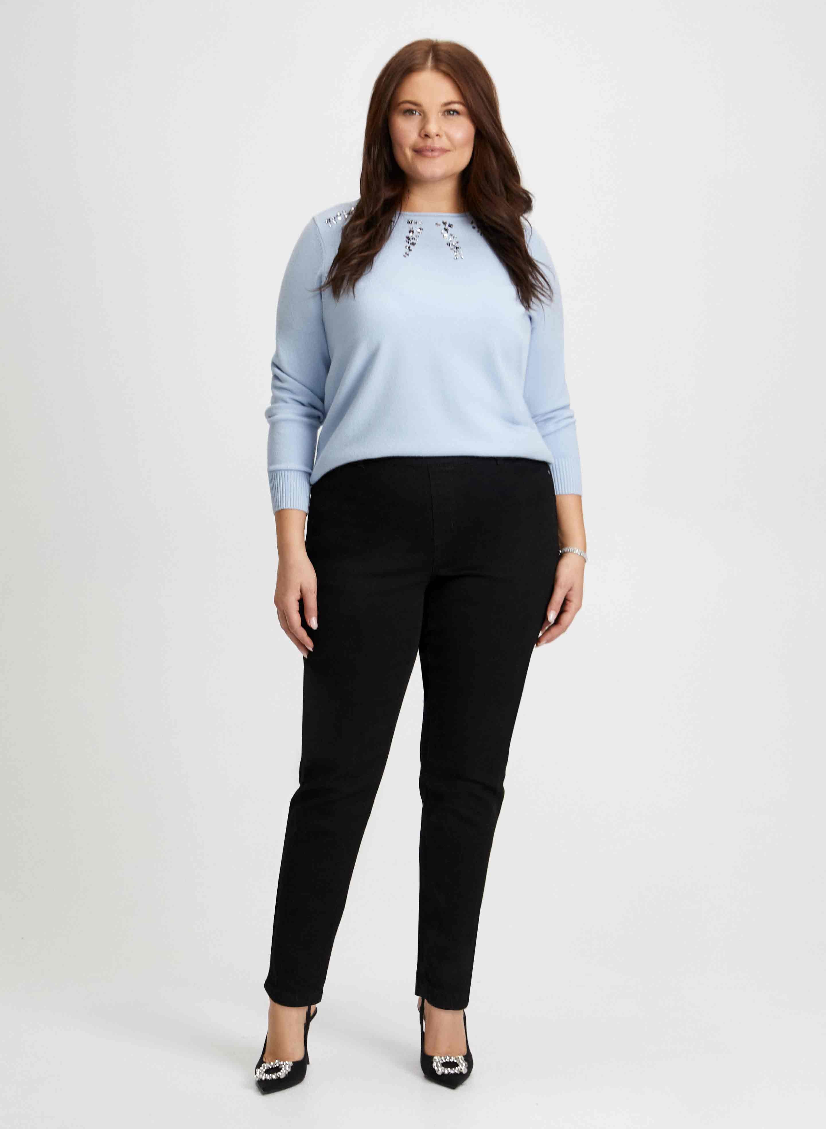 Rhinestone Detail Sweater & Slim Leg Jeans