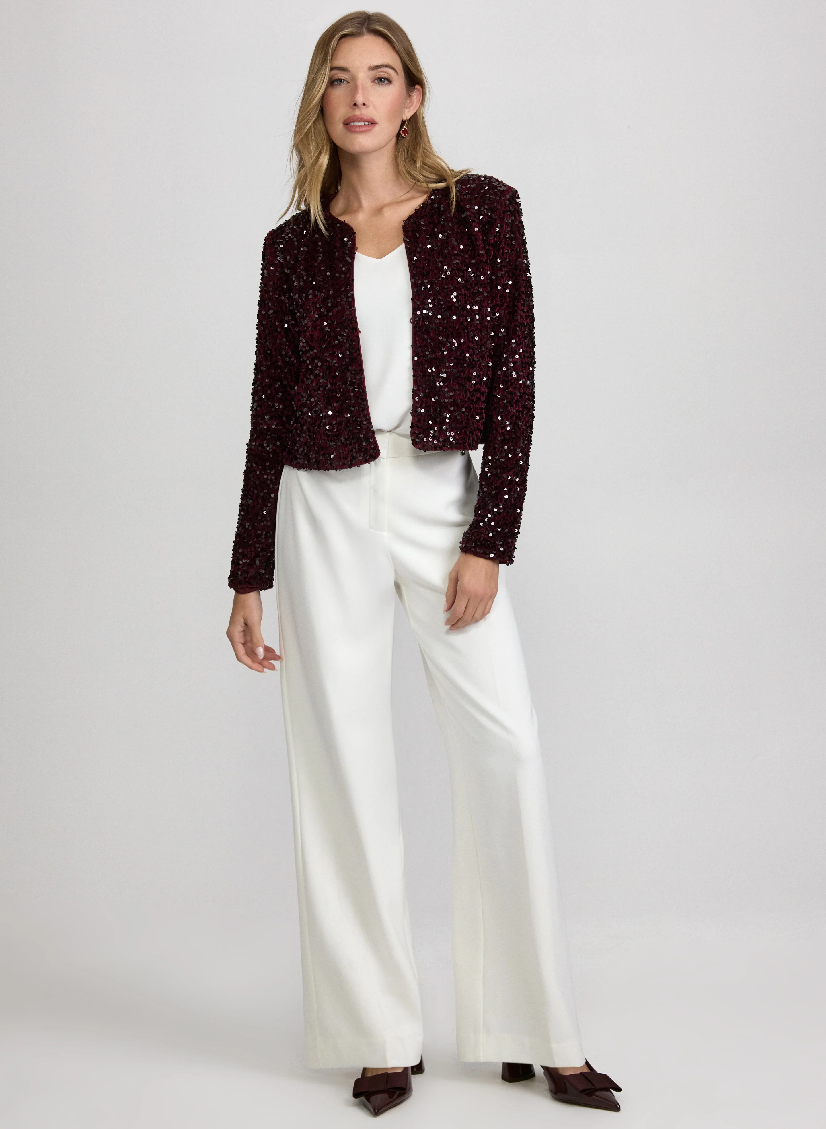 Sequined Velvet Bolero & Olivia Wide-Leg Pants