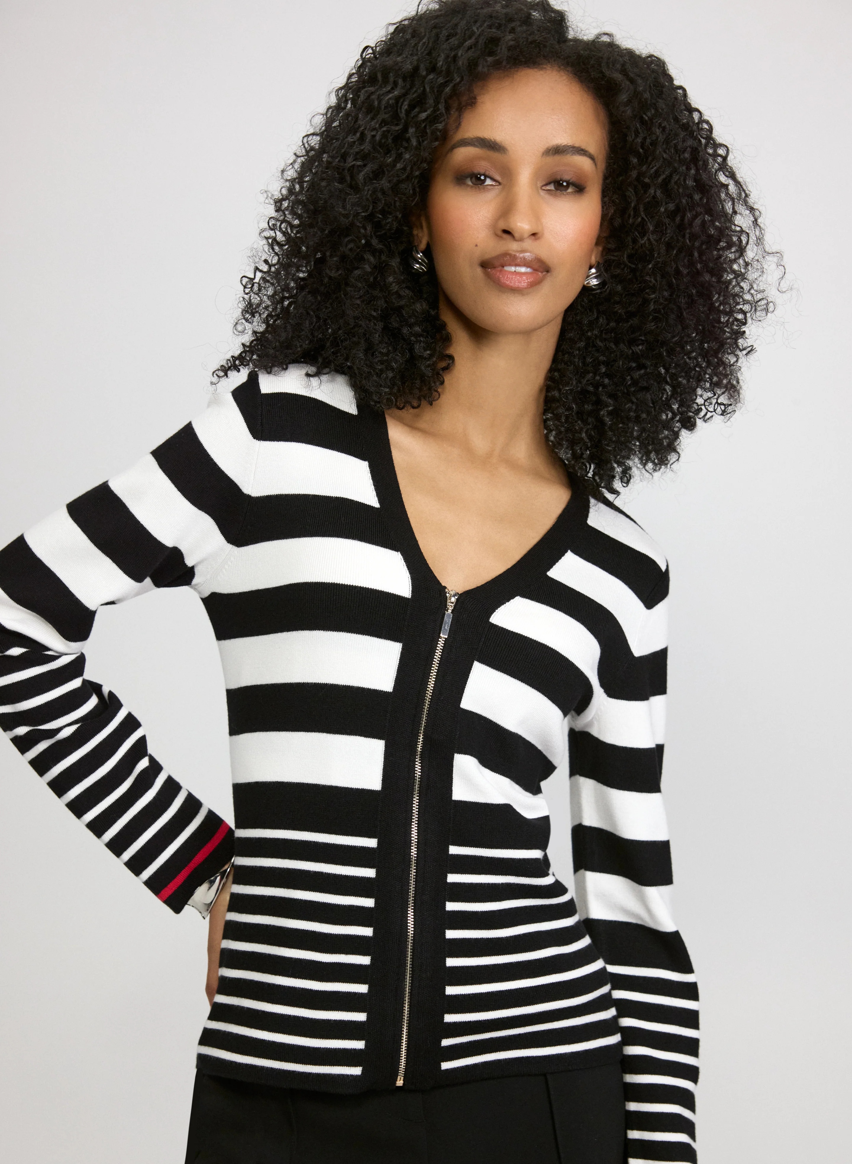 Stripe Zip Cardigan